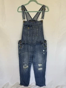 Abercrombie Fitch Overalls Denim Distressed Y2K 90s Grunge Streetwear Utility L - Picture 1 of 16
