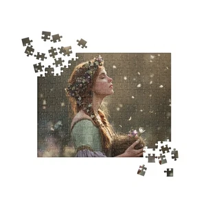 Spring Maiden Puzzle Flower Crown Woman In Meadow Pagan Fantasy Jigsaw Puzzle - Picture 1 of 7