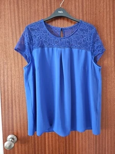 Ladies SIMPLY BE Blue Top With Lace Insert Size 14 BNWOT - Picture 1 of 4