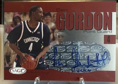 2004 Sage Ben Gordon Rookie Auto #64/400 UConn Bulls RC SSP On-Card Autograph - Image 1 of 2