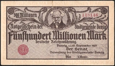 DANZIG  500 Millionen Mark  1923 P:28  F+ - Image 1 of 2