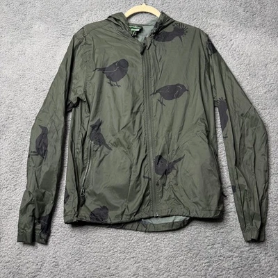 Lifted Research Group Jacket Men's Small Green Bird Print Windbreaker Zip Up - Image 1 of 4
