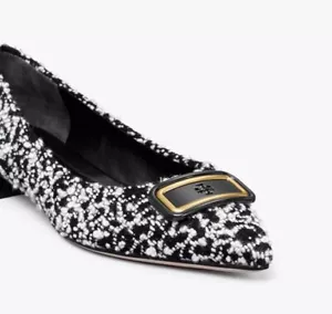 Tory Burch Georgia spitz zulaufend flach Größe 9 Farbe schwarz & weiß - Bild 1 von 8