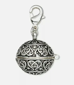 Caja de oración de plata colgante medallón filigrana redondo con cadena estilo diamante de 24" - Imagen 1 de 2