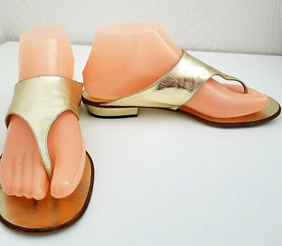 Chinelos tamanho 4 100% couro dourado BRUNO MAGLI - eu37- us6 - £325 usado punhado - Imagem 1 de 4