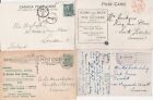 4 very old various postal history stamp old postcards including england