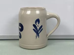 Tazza tazza ceramica lanciata a mano ceramica panna bianco sporco blu cobalto motivo ornato - Foto 1 di 9