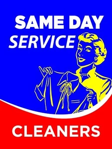 Same Day Service Cleaners Dry Cleaner | Retail Window Display Sign | 18"W x 24"H - Picture 1 of 4
