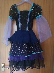 Halloween Girl's Purple and Black dress with silver stars age 8 - 11 years Ladyb - Picture 1 of 3