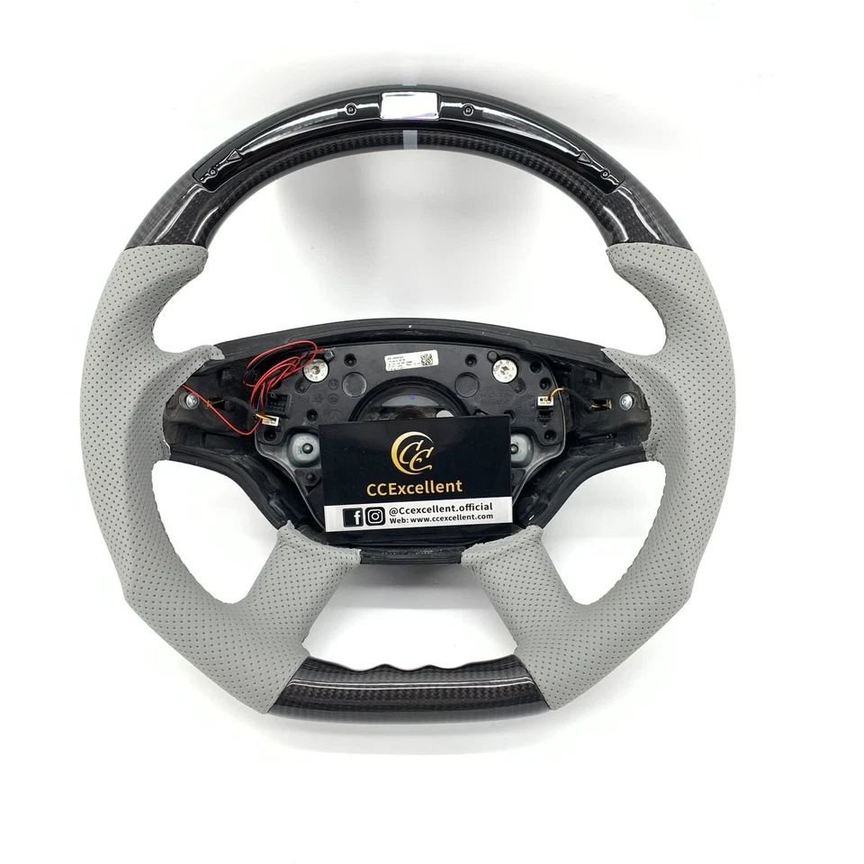 Volante LED de fibra de carbono para Mercedes Benz 07-13 S550 W216 CL63 S63 S65 Foto 1 de 4