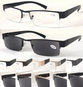 Gafas de lectura semi-sin montura para hombre o gafas de sol de lectura 100 % UV bisagra de resorte R401 - Imagen 1 de 18