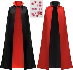 Adulto Unisex Vampiro Disfraz Accesorios Halloween Vampiro Capa - 55.1"/140cm - Imagen 1 de 6