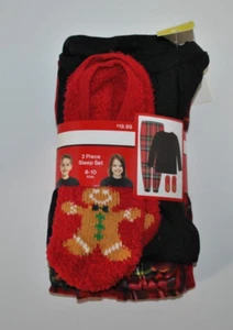 Christmas Kids Plaid 3 Piece Sleep Pajama Set Size 8-10 - Picture 1 of 7