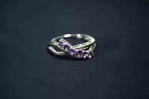 1CT Round Cut Lab-Created Amethyst Wedding Engagement Ring 14K White Gold Plated - Picture 1 of 7