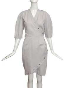 THIERRY MUGLER-1980s Khaki Cotton Twill Dress, Size-10 - Picture 1 of 5