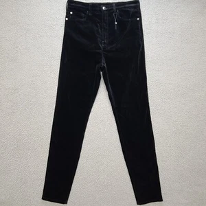 Emporio Armani Hose Damen 29 Schwarz Velour Samt High Rise Slim Gerades Bein - Bild 1 von 10