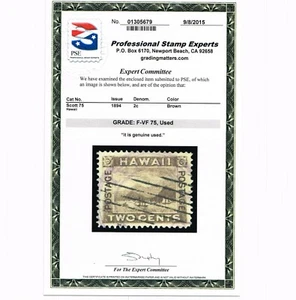 GENUINE HAWAII SCOTT #75 USED BROWN PSE CERT GRADED F-VF 75 HONOLULU MACHINE CXL - Picture 1 of 3