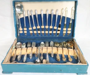 Konvolut 103 Teile Vintage Löffel/Gabel/Messer (silber/goldfarben) 103 Teile vergoldet - Bild 1 von 5