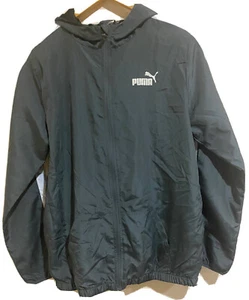 Puma Lightweight Jacket Big Kids XL/18/20 Gray White Windbreaker/Rain Zip Hoodie - Picture 1 of 14