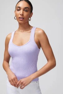 WHBM White House Black Market Fitted Ribbed Tank Top Lavender Small NWT Stretchy - Picture 1 of 9