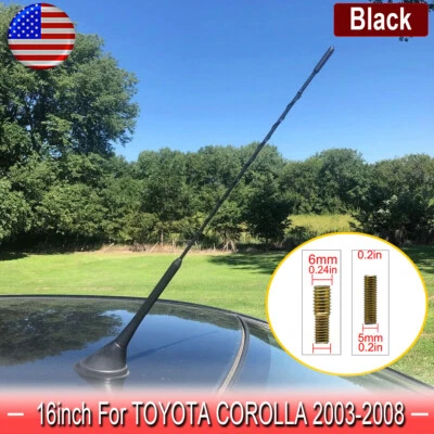 16"Car  Antenna Mast Aerial AM/FM Radio Black Fit For TOYOTA COROLLA 2003-2008 - Imagem 1 de 4