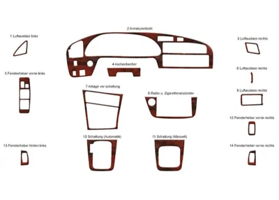 Wood Look Dash Trim Kit for 1991-1996 Toyota Camry Auto Interior Panel - image 1 of 4