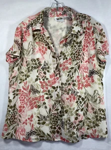 Alfred Dunner Colorful Floral Butterfly Cap Sleeve Lined Top Blouse Size 18 - Picture 1 of 11