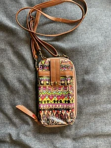 Saks Roots, kleine Schultertasche/Geldbörse/Portemonnaie mit Peace Print - Bild 1 von 7