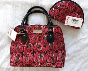 SIGNARE - CONVERTIBLE BAG & COSMETIC BAG - MACKINTOSH ROSE & TEARDROP.BNWT. - Picture 1 of 8