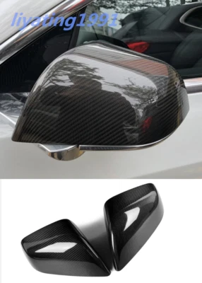 Tapas de cubierta de espejos retrovisores laterales de fibra de carbono real para Tesla Model 3 2017-2021 Foto 1 de 4