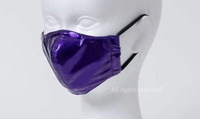 Máscara de PVC grossy (com forro de esmalte) roxa/preta (tamanho 4L masculino) couro envernizado - Imagem 1 de 4