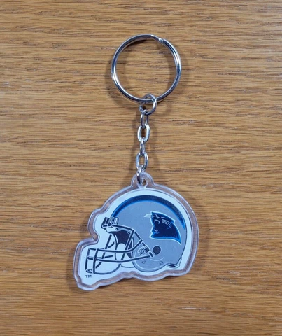 CAROLINA PANTHERS Clear Plastic Helmet Logo NFL Football Key Ring Key Chain Cover