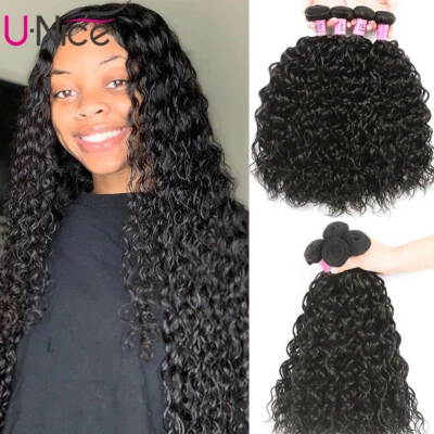 Extensiones de cabello humano UNICE Brazilian Water Wave 4 paquetes tejido ondulado húmedo rizado Foto 1 de 4