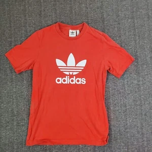 Adidas T-Shirt Men's Small Red 100% Cotton Slim Crew Short Sleeve Casual Tee - Picture 1 of 9