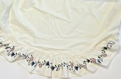Vintage Primitive Tablecloth Cream Off- White Ruffle Edge Round Handmade Country - Image 1 of 4