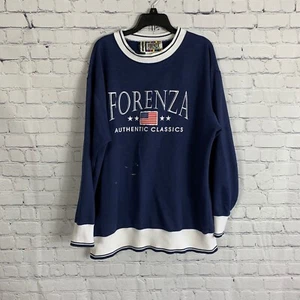 Pullover vintage Forenza Spellout azul marino cuello redondo talla mediana - Imagen 1 de 6