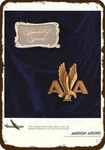 1946 AMERICAN AIRLINES Symbol Service Vintage Look DEKORATIVE REPLICA METALLSCHILD - Bild 1 von 1