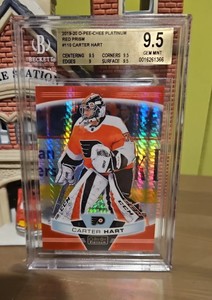 Carter Hart O-Pee-Chee Platinum Red Prism Card 072/199 #110 9.5 Gem Mint Flyers