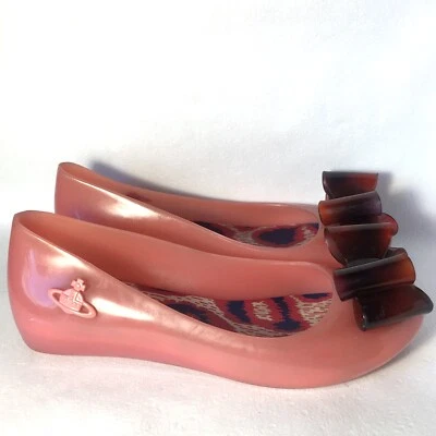 Vivienne Westwood Anglomania Melissa Flats size 5 US 35.5 EU Pink Bow Rubber - Image 1 of 4