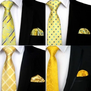 Cravatta collo tinta unita gialla - cravatte tessuto jacquard seta uomo accessorio moda - Foto 1 di 24