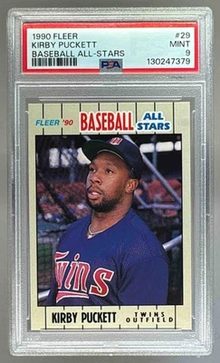 130247379 Kirby Puckett 1990 Fleer Baseball All-Stars #29 PSA 9 - Image 1 of 3