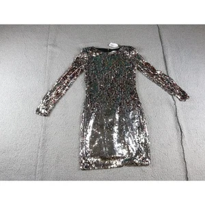 Vestido Badgley Mischka x Mark James Pequeño Cóctel Lentejuelas Mini Pixie Forrado  - Imagen 1 de 9