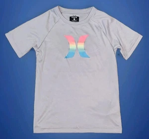Girls size M 10/12 Nike Dri-fit Hurley SPF 50 Gray Colorful Stretch Beach TShirt - Picture 1 of 4