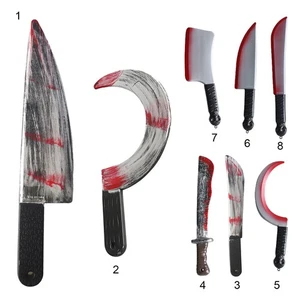 Ascia Sanguinante Decorativa,Realistica Plastica Halloween Bloody Finti Machetes Giocattolo  - Foto 1 di 32