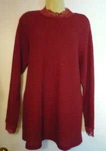 TOP LOGO LORI GOLDSTEIN HOLIDAYS -TAGLIA 1X--MANICA E COLLO IN PIZZO-MACCHIE METALLICHE - Foto 1 di 7