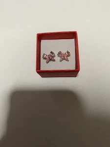 Sterling Silver Butterfly Earrings Pink Crystals Stamped 925 Gorgeous! - Picture 1 of 8
