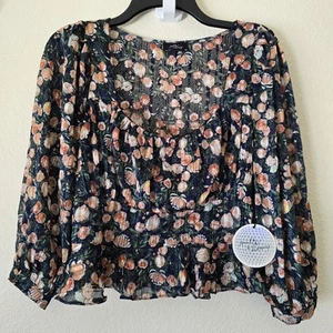 Nuevo con etiquetas Top corto floral para mujer talla mediana Coqueta Cottagecore Fairy Forest transparente Y2k - Imagen 1 de 11