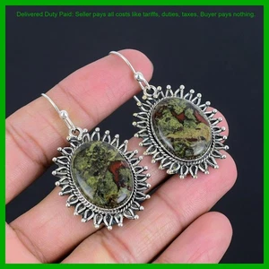 Cyber Monday Sale Drachenblutstein Edelstein 925 Sterling Silber Ohrhänger - Bild 1 von 6