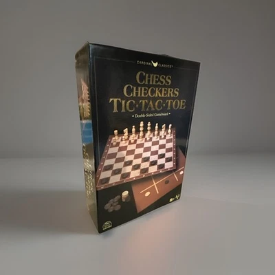 CARDINAL CLASSICS CHESS CHECKERS AND TIC TAC TOE SET  - DOUBLE SIDED GAMEBOARD - Image 1 of 3