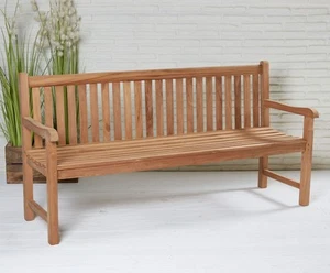 Teakholz Bank Kampen Gartenbank Vollholz Teak komplett montiert Teakholzbank - Bild 1 von 2